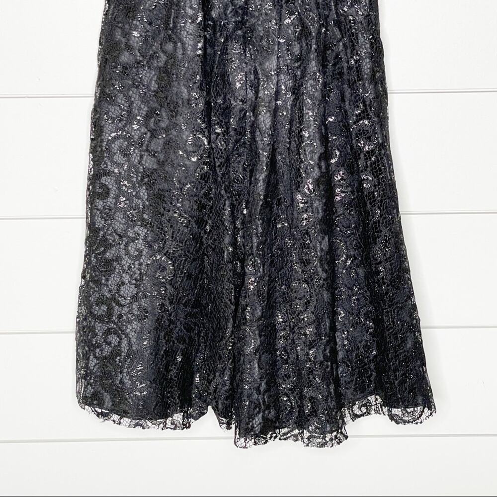 Parker Eva Metallic Lace Fit & Flare Strapless Cocktail Dress Black Size XS - Picture 5 of 11